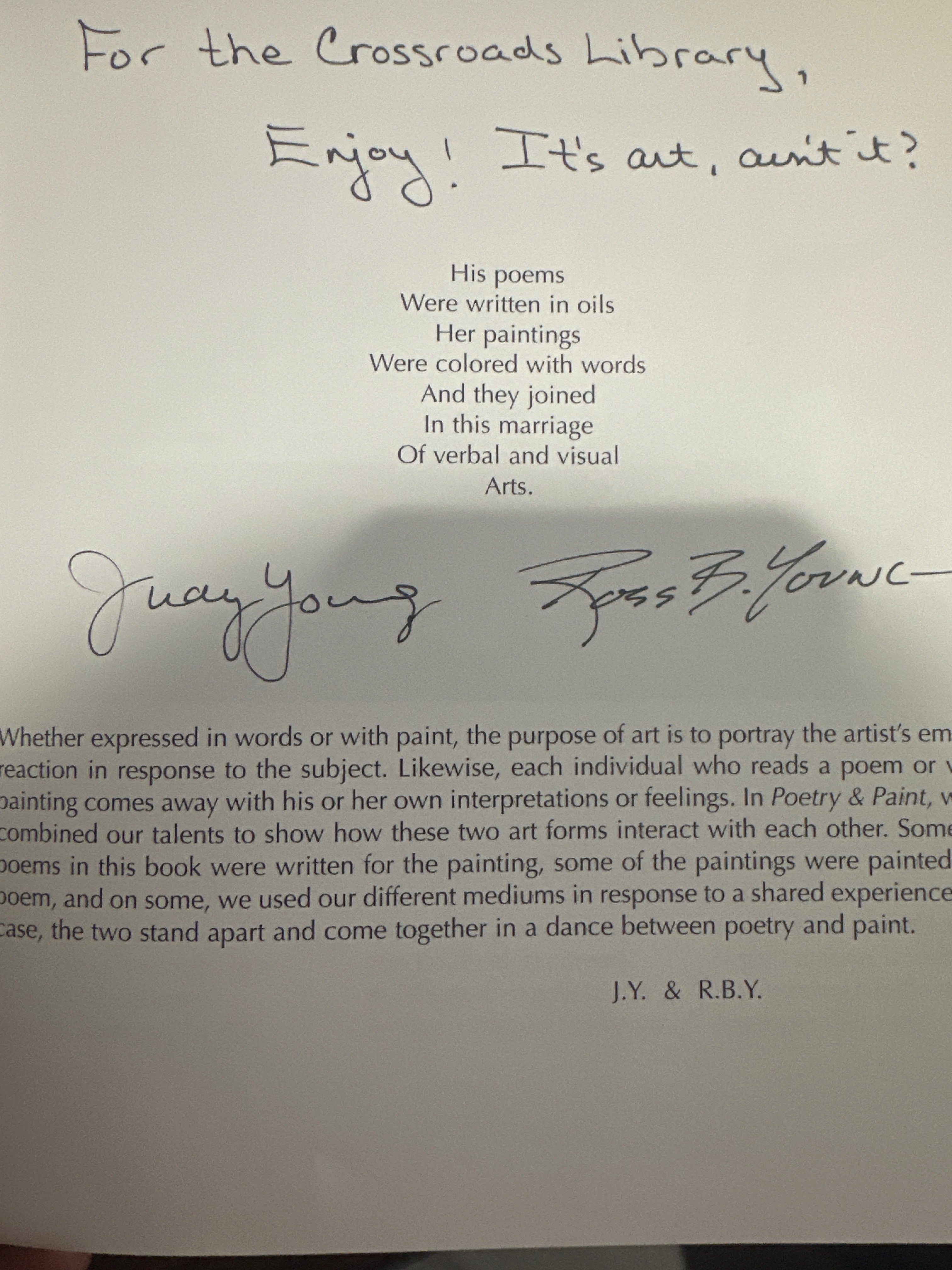 Signed Poetry & Paint by Judy Young Hardcover Children