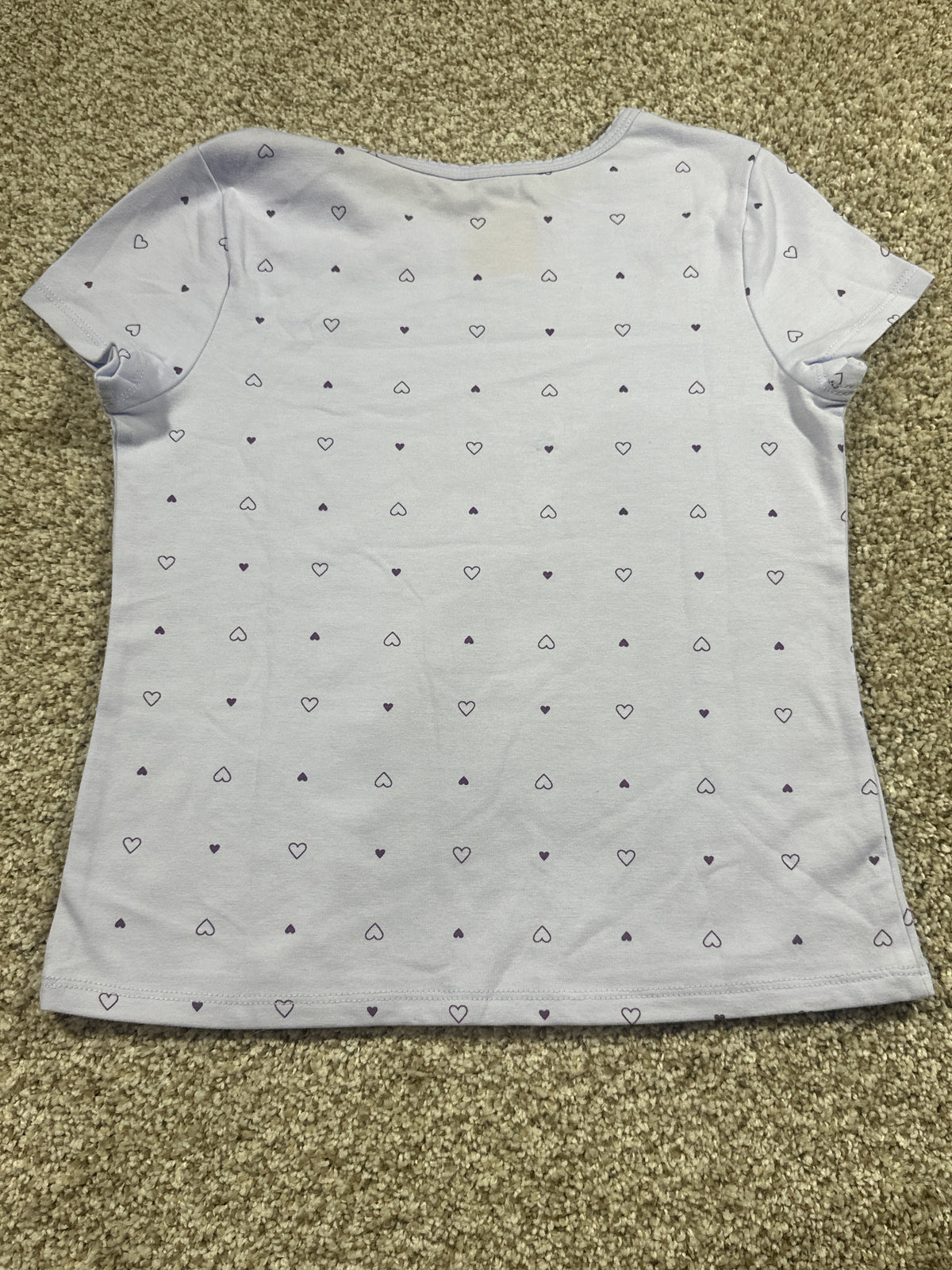 Cat & Jack girls lavender heart fitted short sleeve T-shirt, size M 8
