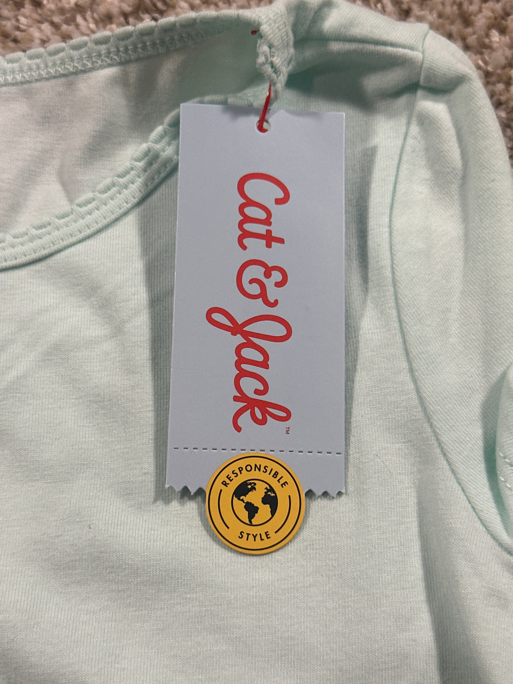 Cat & Jack girls pale mint green fitted short-sleeve T-shirt, size XS (4/5)