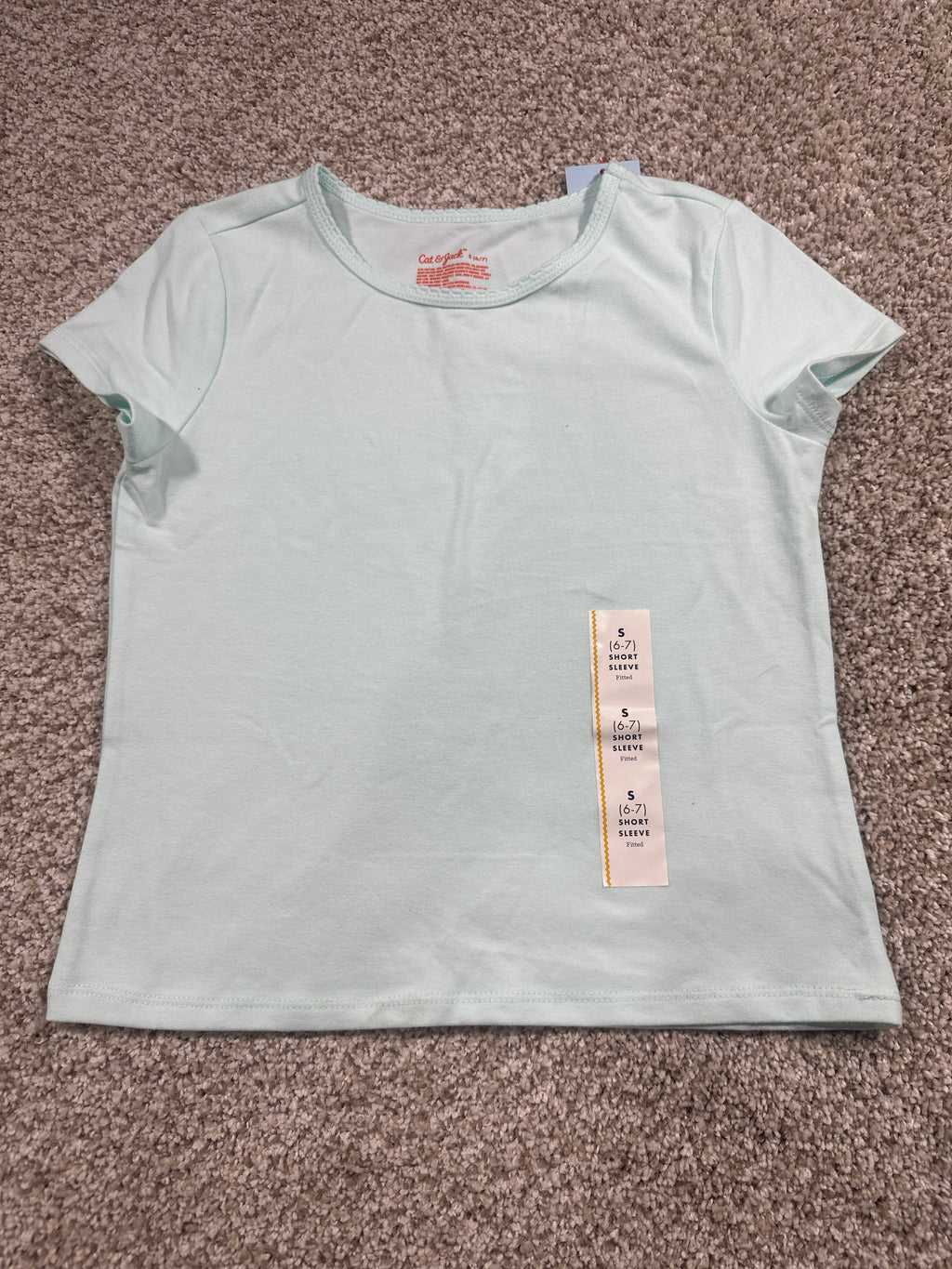 Cat & Jack girls mint green fitted short sleeve T-shirt, size S 6/7