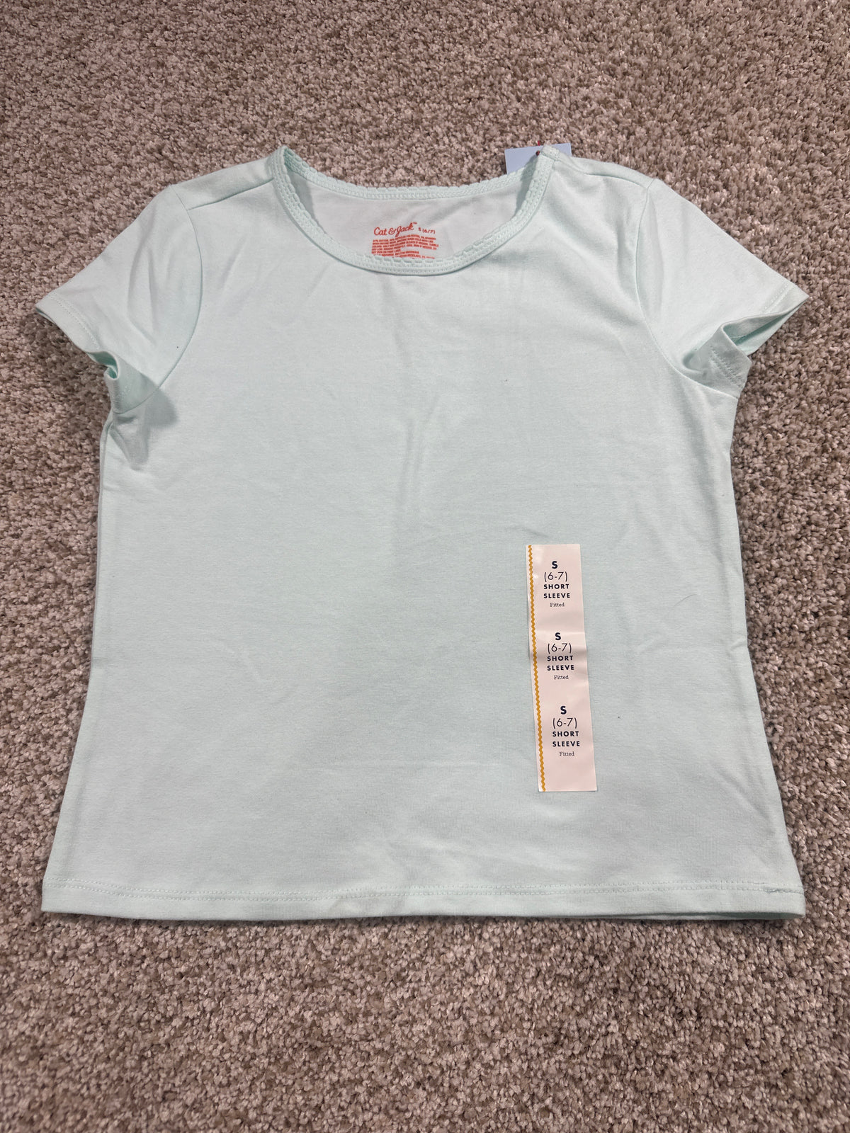 Cat & Jack girls mint green fitted short sleeve T-shirt, size S 6/7