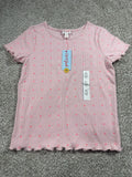 Cat & Jack Girls Pink Ribbed Heart Print Fitted Short Sleeve T-Shirt XL 14