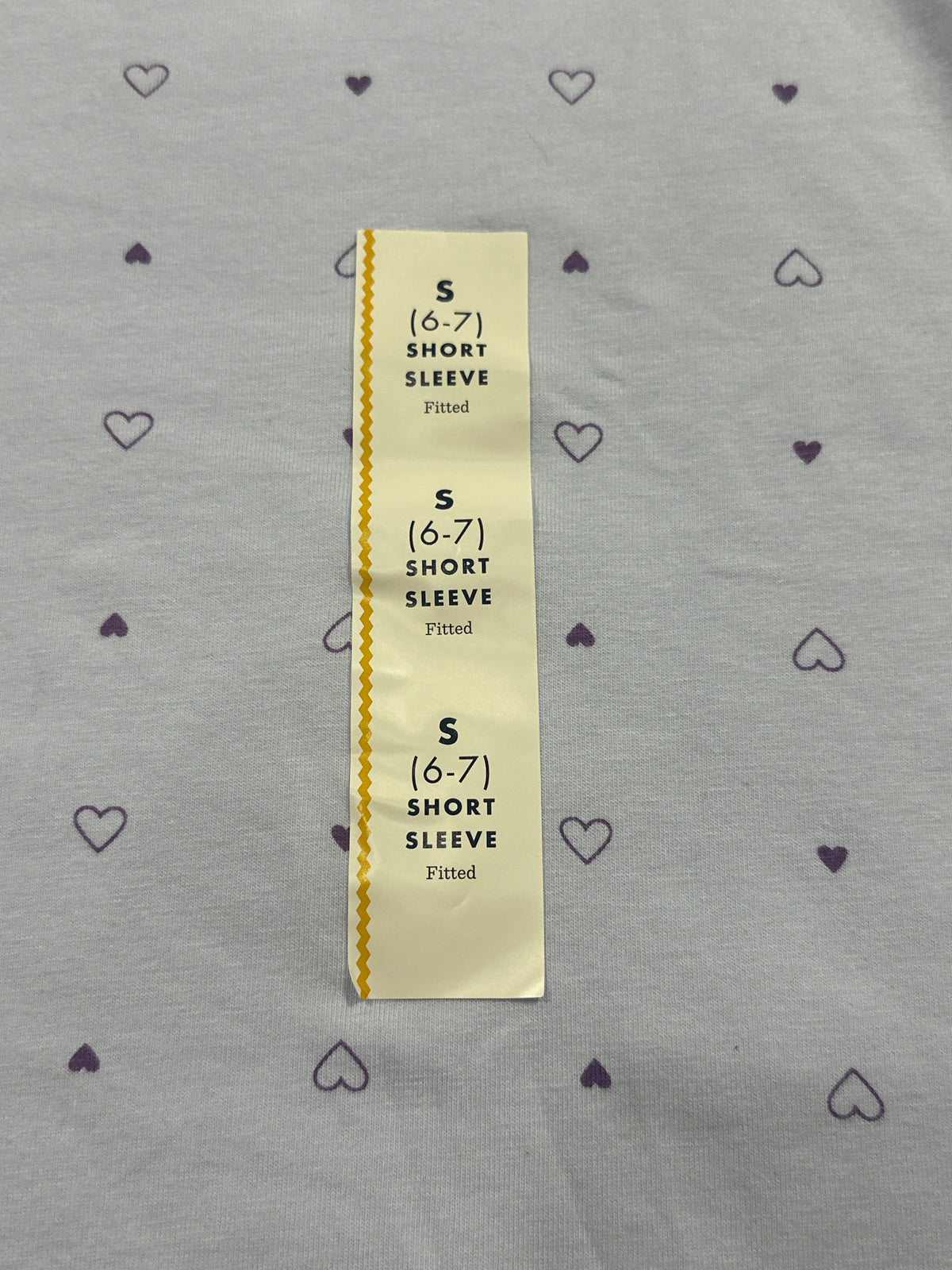 Cat & Jack Girls Lavender Heart Print Fitted Short Sleeve T-Shirt S 6/7