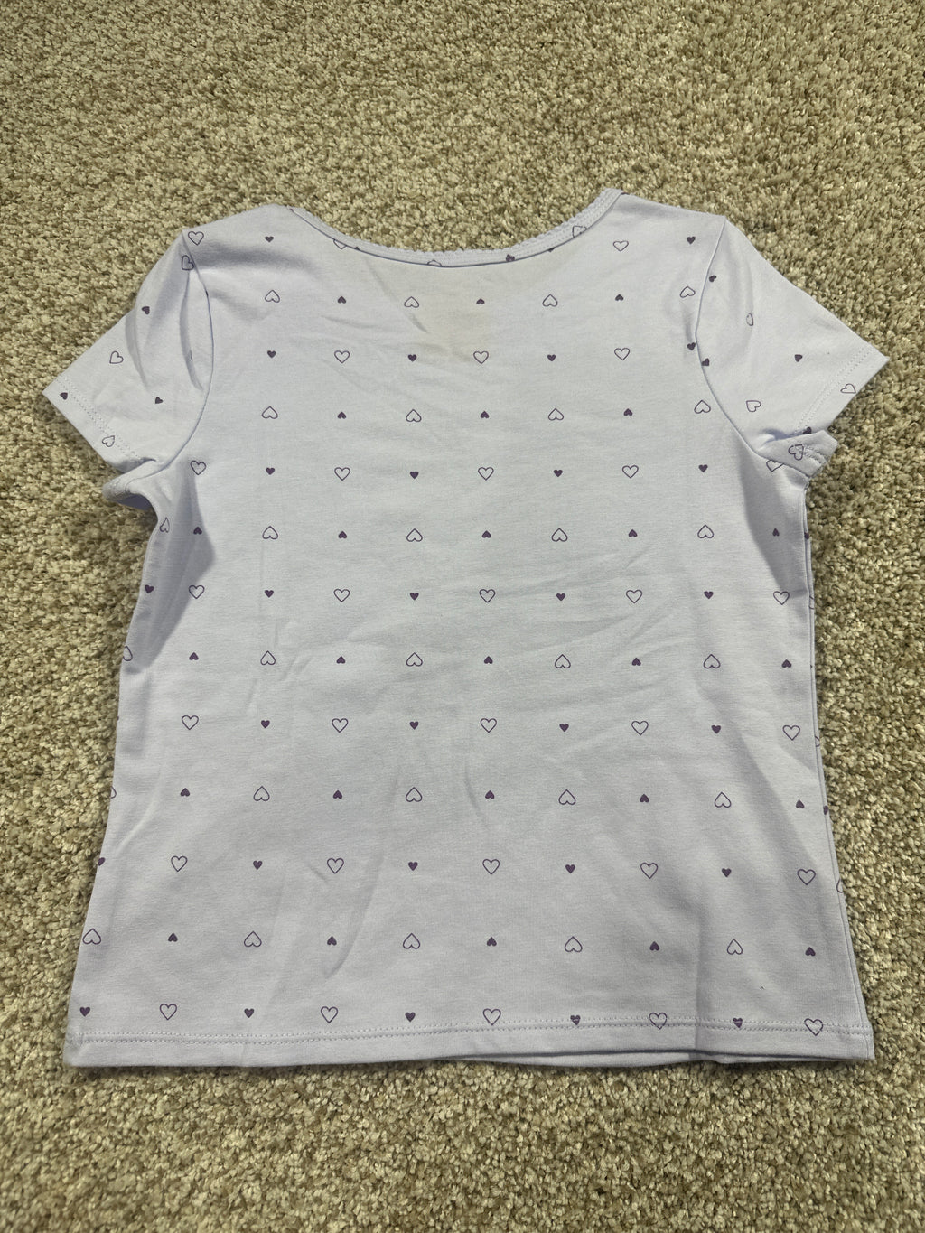 Cat & Jack Girls Lavender Heart Print Fitted Short Sleeve T-Shirt S 6/7
