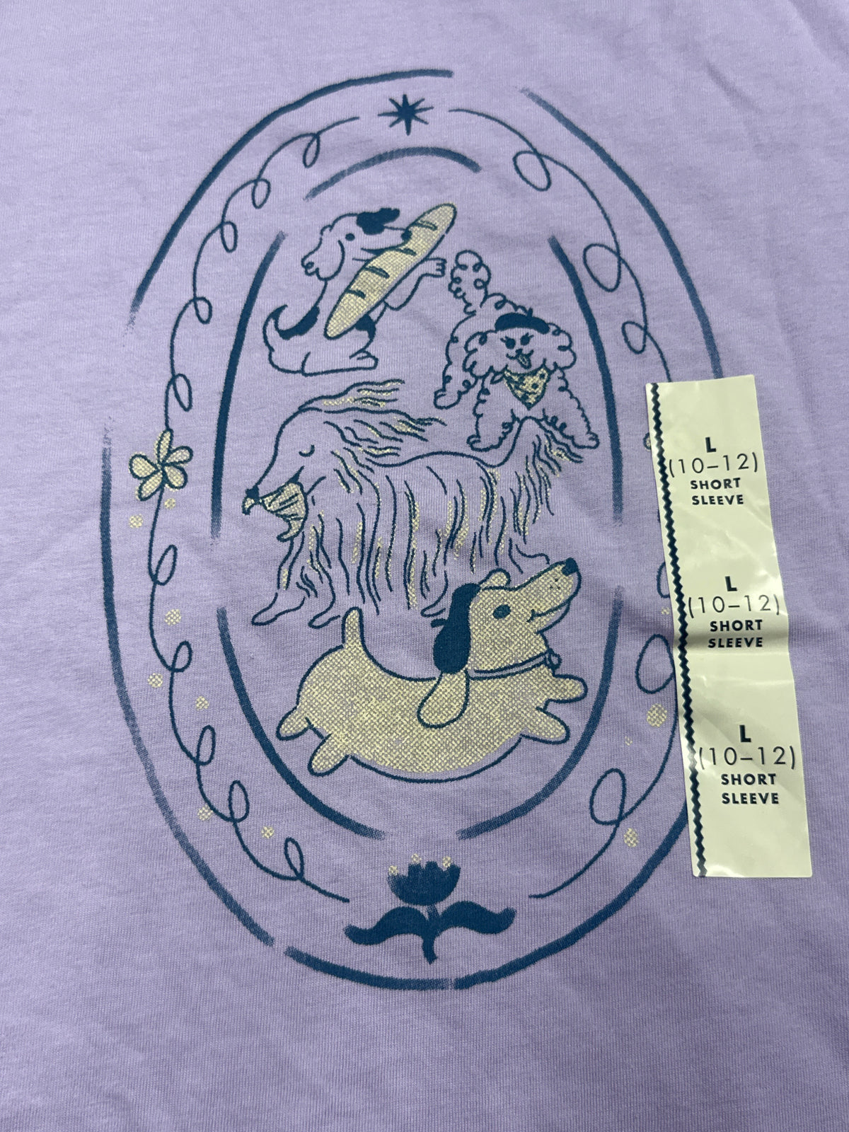 Cat & Jack girls lavender short sleeve animal graphic T-shirt, size L 10/12