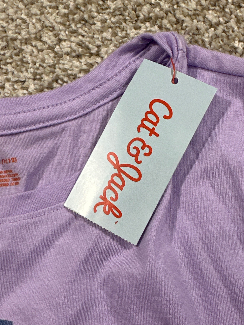 Cat & Jack girls lavender short sleeve animal graphic T-shirt, size L 10/12