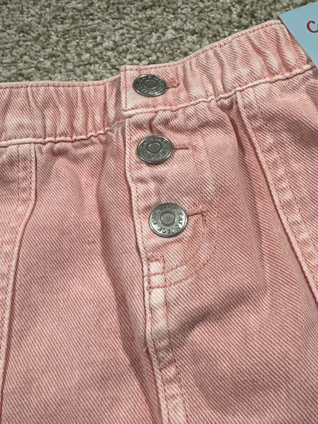 Cat & Jack girls pink high-rise button-front denim skirt, size S 6/7