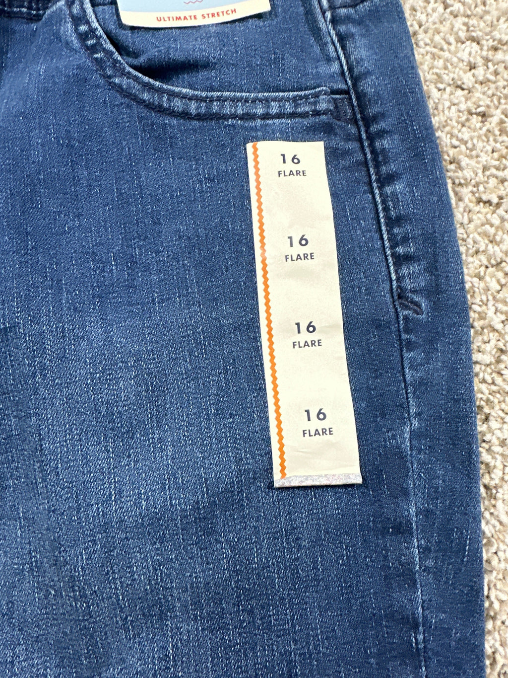 Cat & Jack girls blue mid-rise pull-on flare jeans, size 16