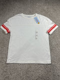 Cat & Jack Boys White Oversized Varsity Stripe Short Sleeve T-Shirt L 10/12 NWT