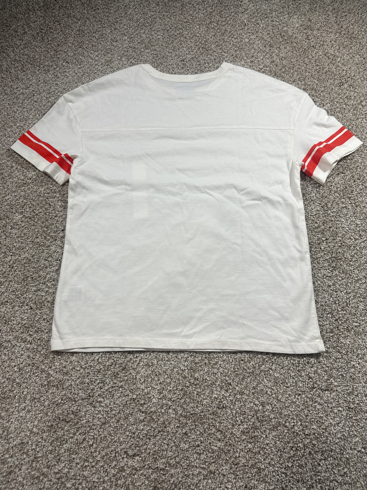 Cat & Jack Boys White Oversized Varsity Stripe Short Sleeve T-Shirt L 10/12 NWT