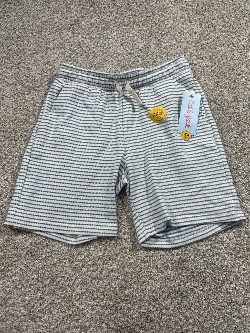 Cat & Jack White Blue Stripe Pull On Shorts Size M 8 - Photo 1
