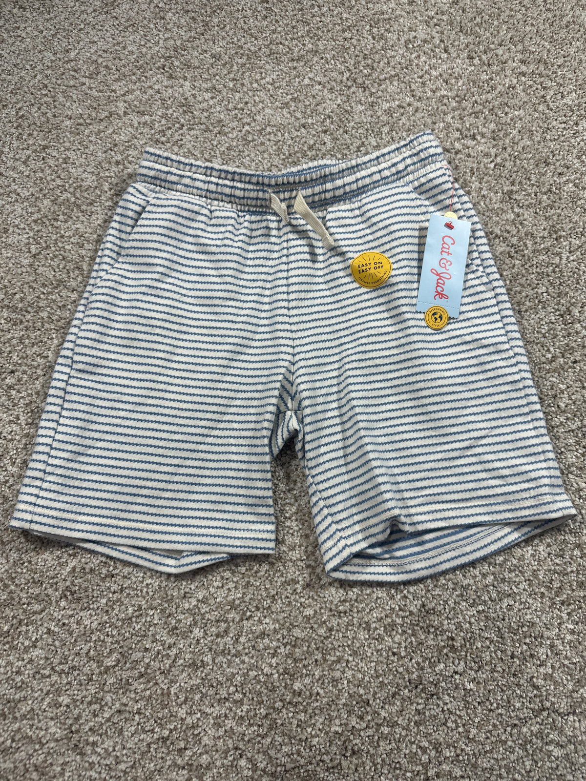 Cat & Jack White Blue Stripe Pull On Shorts Size M 8 - Photo 1