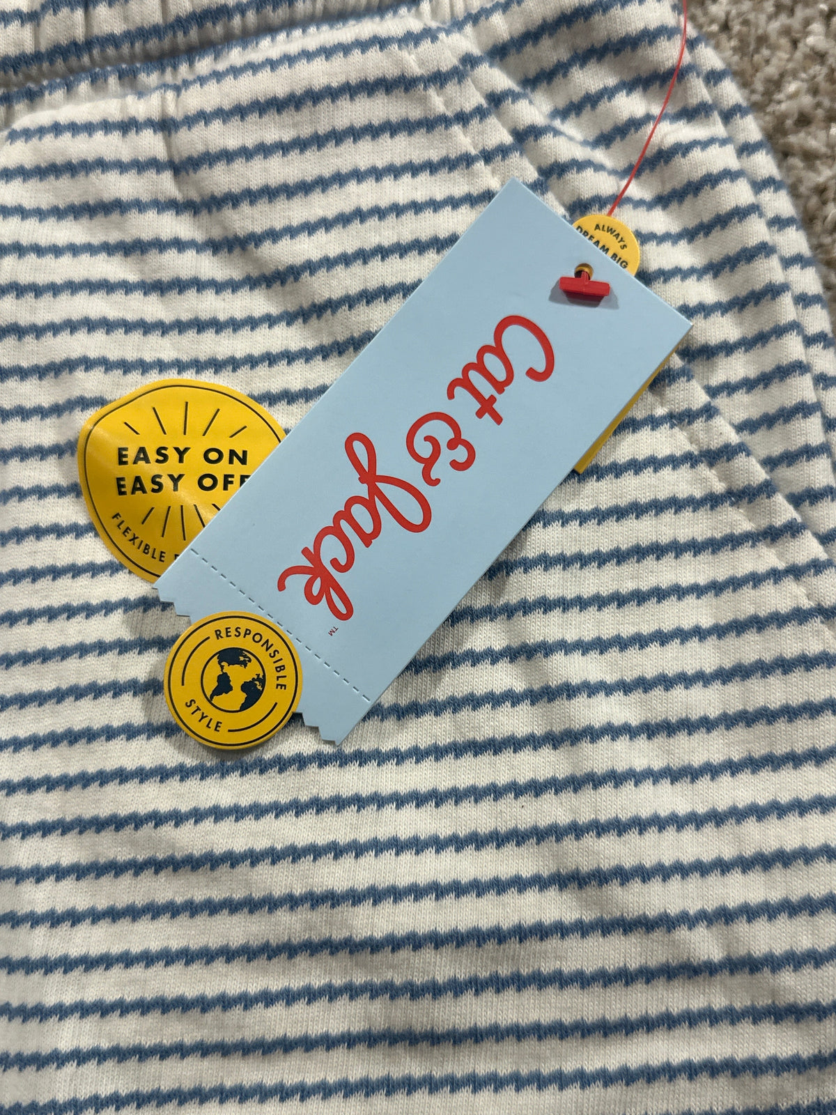 Cat & Jack White Blue Stripe Pull On Shorts Size M 8 - Photo 4
