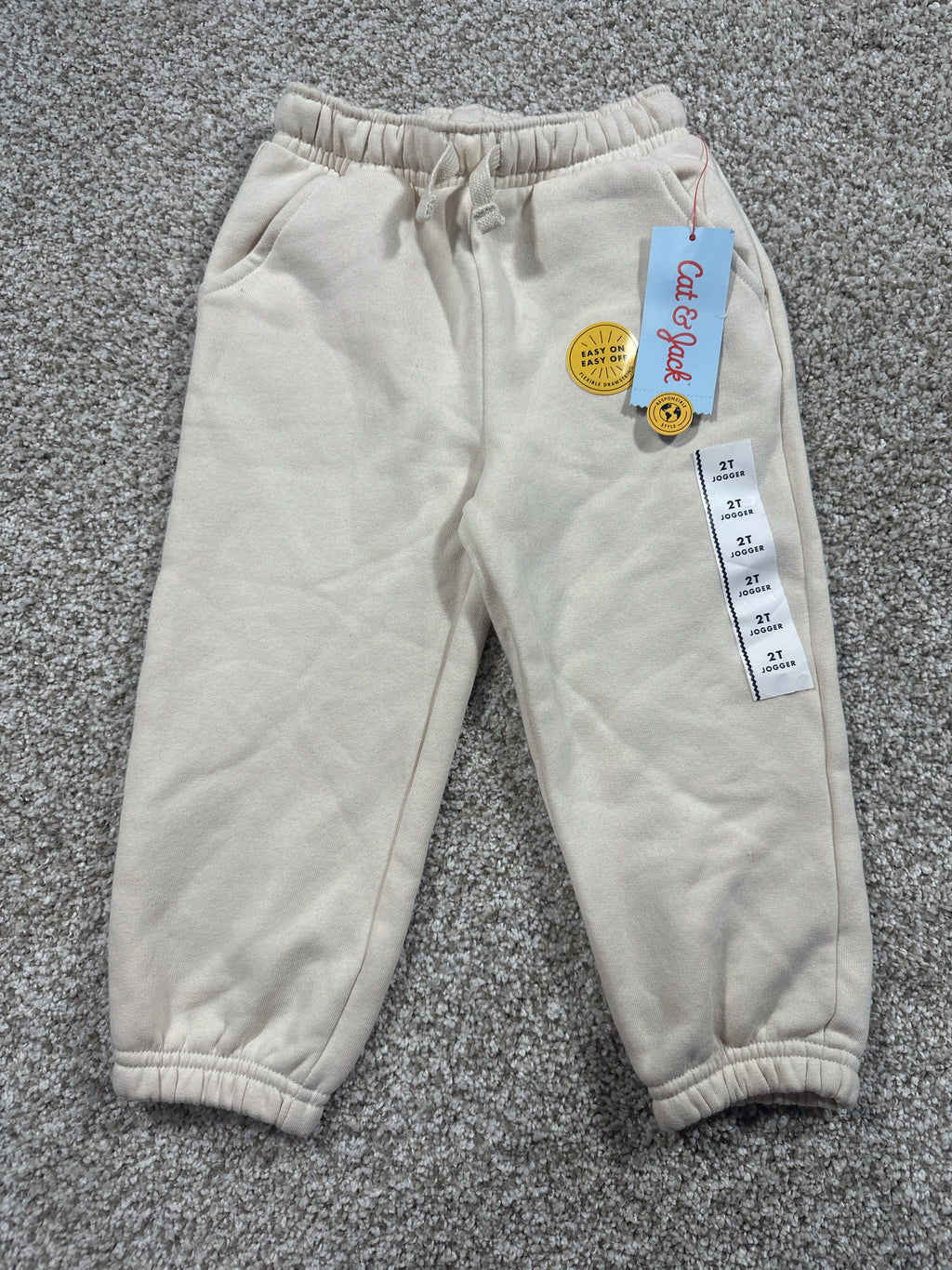 Cat & Jack toddler cream jogger pants, size 2T