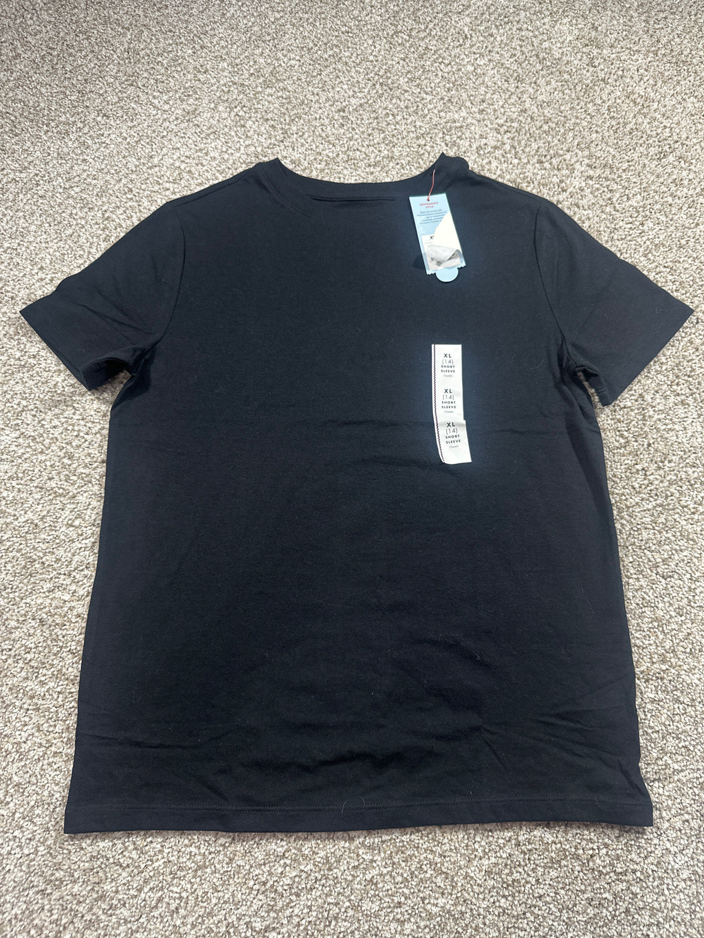 Cat & Jack girls black classic short sleeve T-shirt, size XL 14
