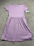 Cat & Jack girls mauve ribbed short sleeve dress, size XL 14