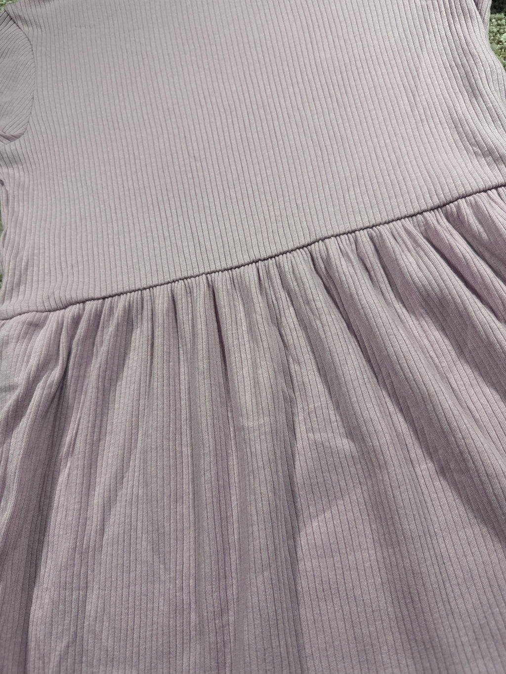 Cat & Jack girls mauve ribbed short sleeve dress, size XL 14