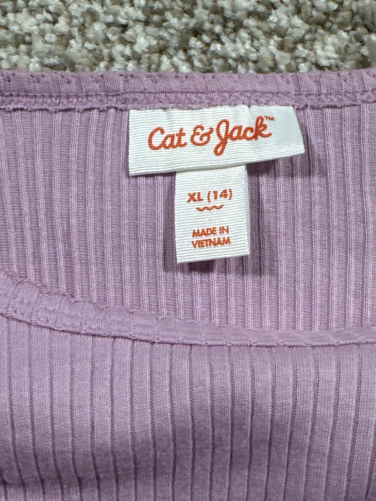 Cat & Jack girls mauve ribbed short sleeve dress, size XL 14