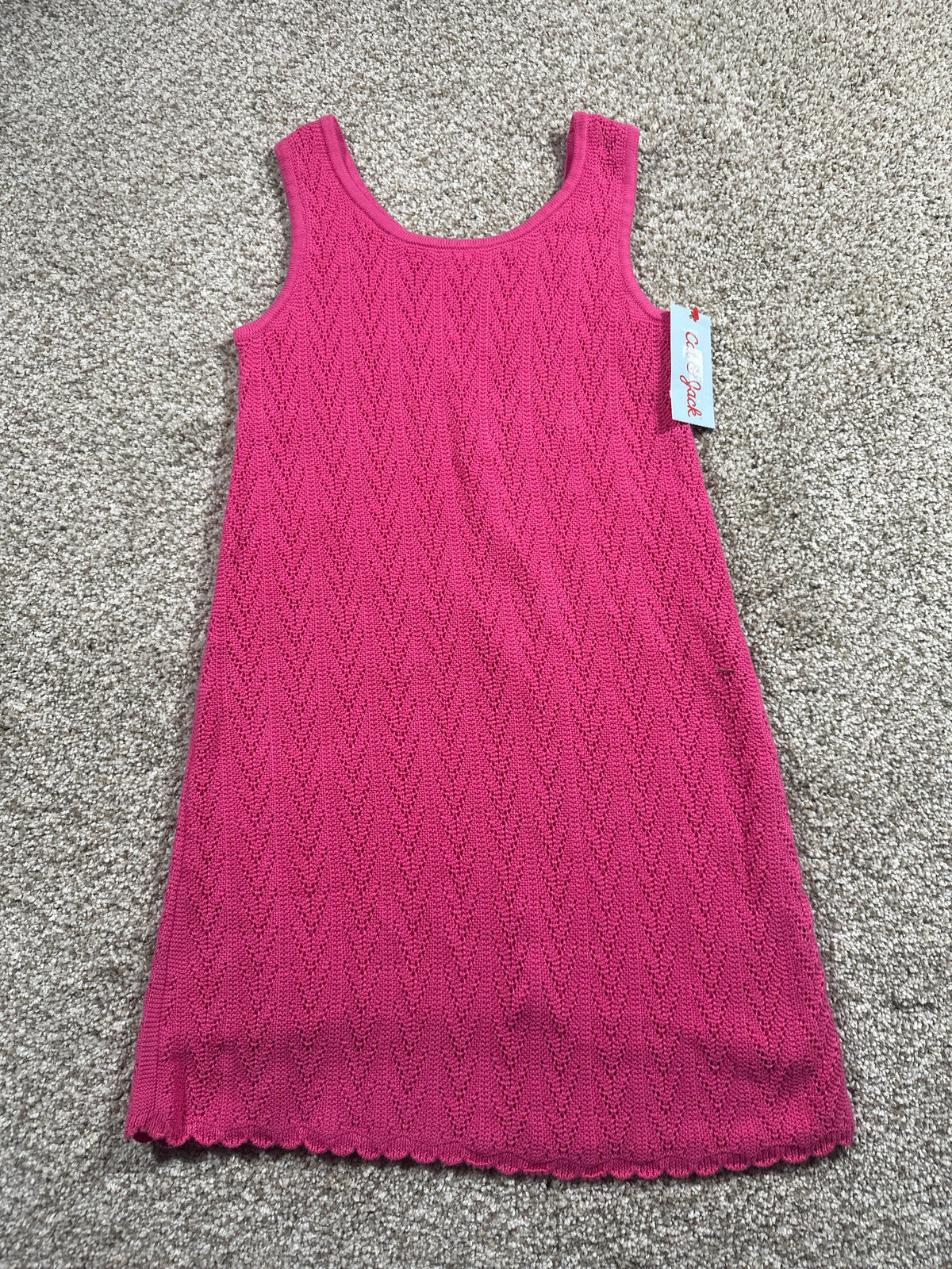 Cat & Jack girls pink pointelle sweater dress, size M 8