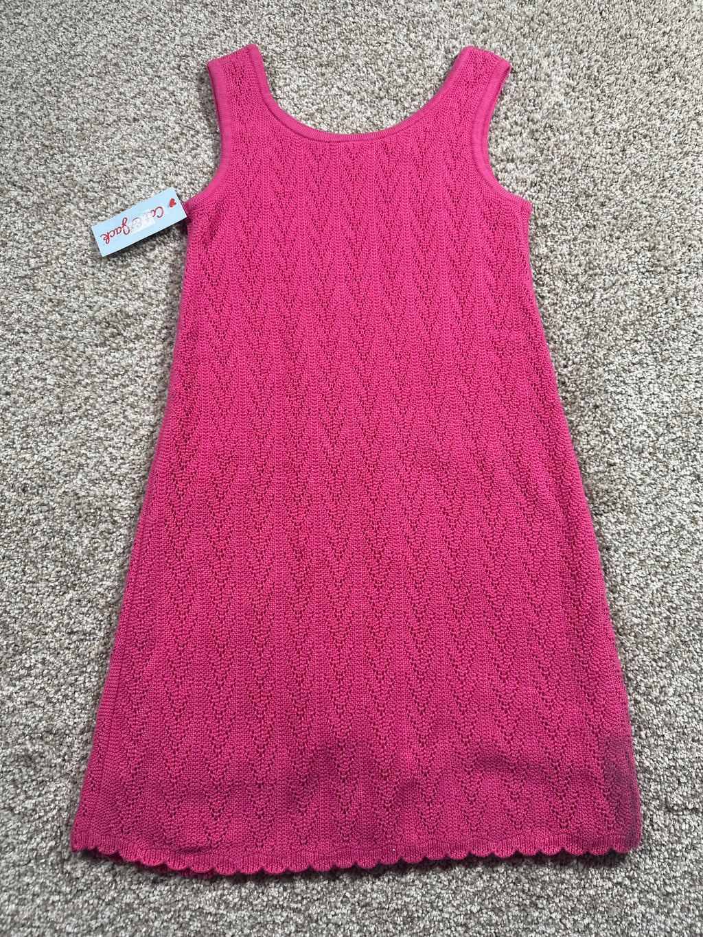Cat & Jack girls pink pointelle sweater dress, size M 8