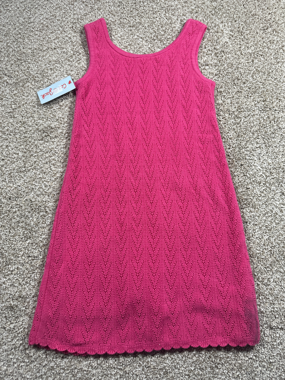 Cat & Jack girls pink pointelle sweater dress, size M 8