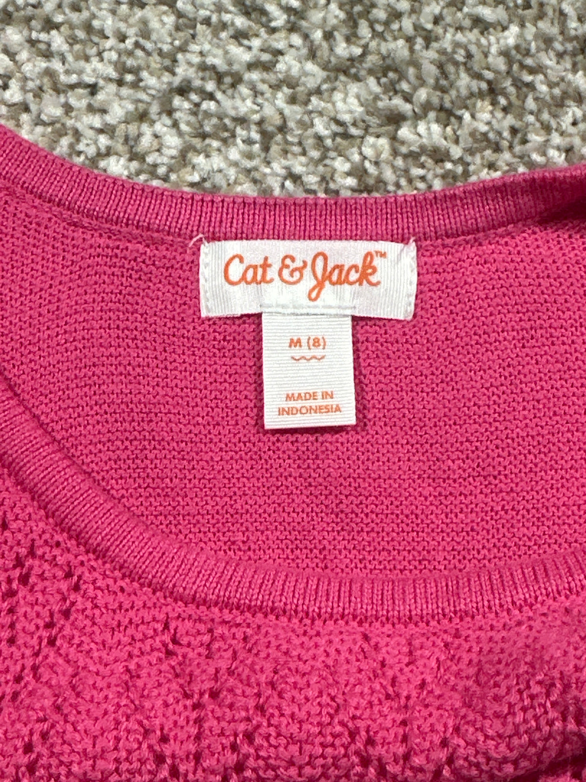 Cat & Jack girls pink pointelle sweater dress, size M 8