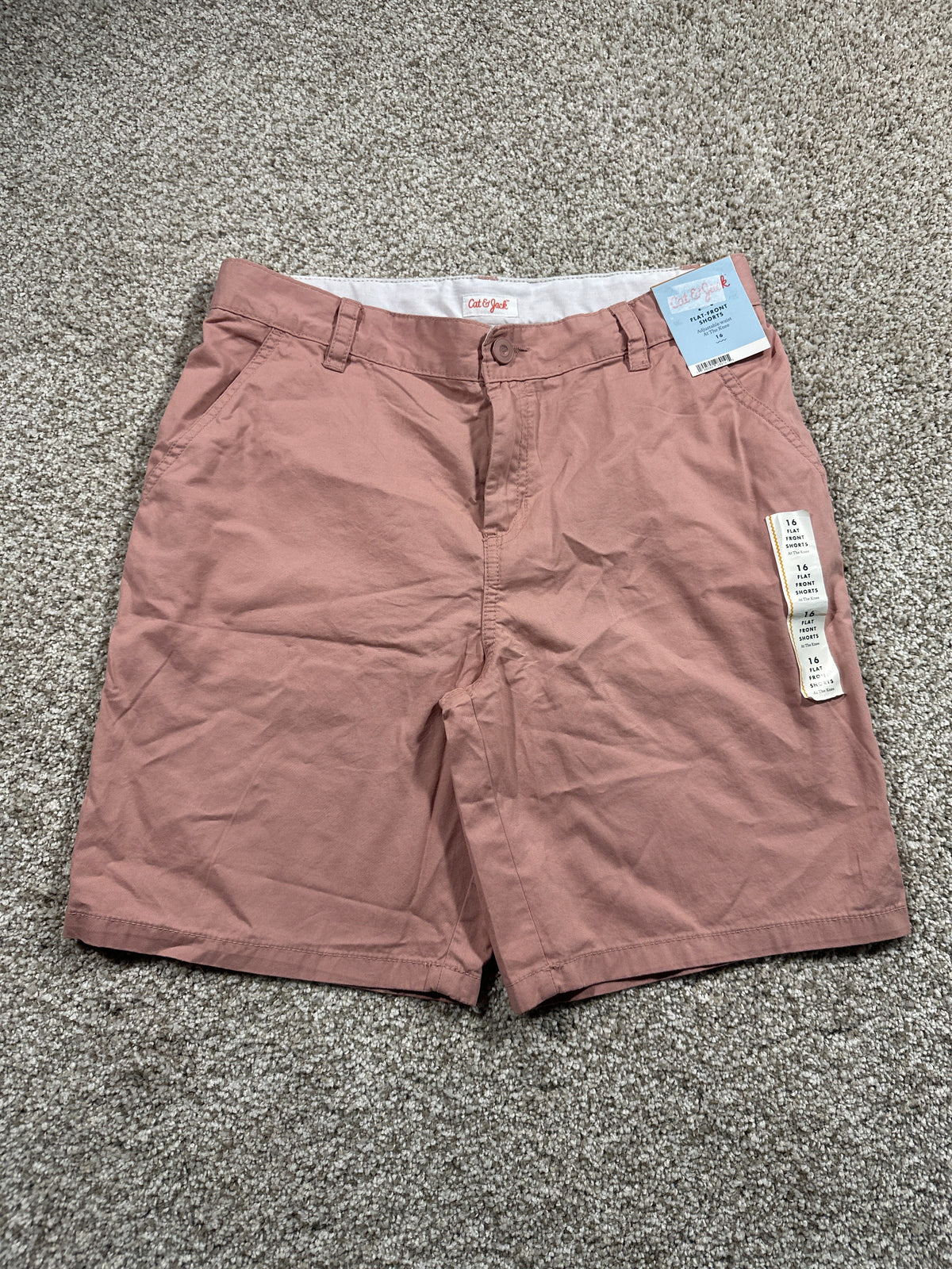 Cat & Jack girls dusty rose flat-front at-the-knee shorts, size 16