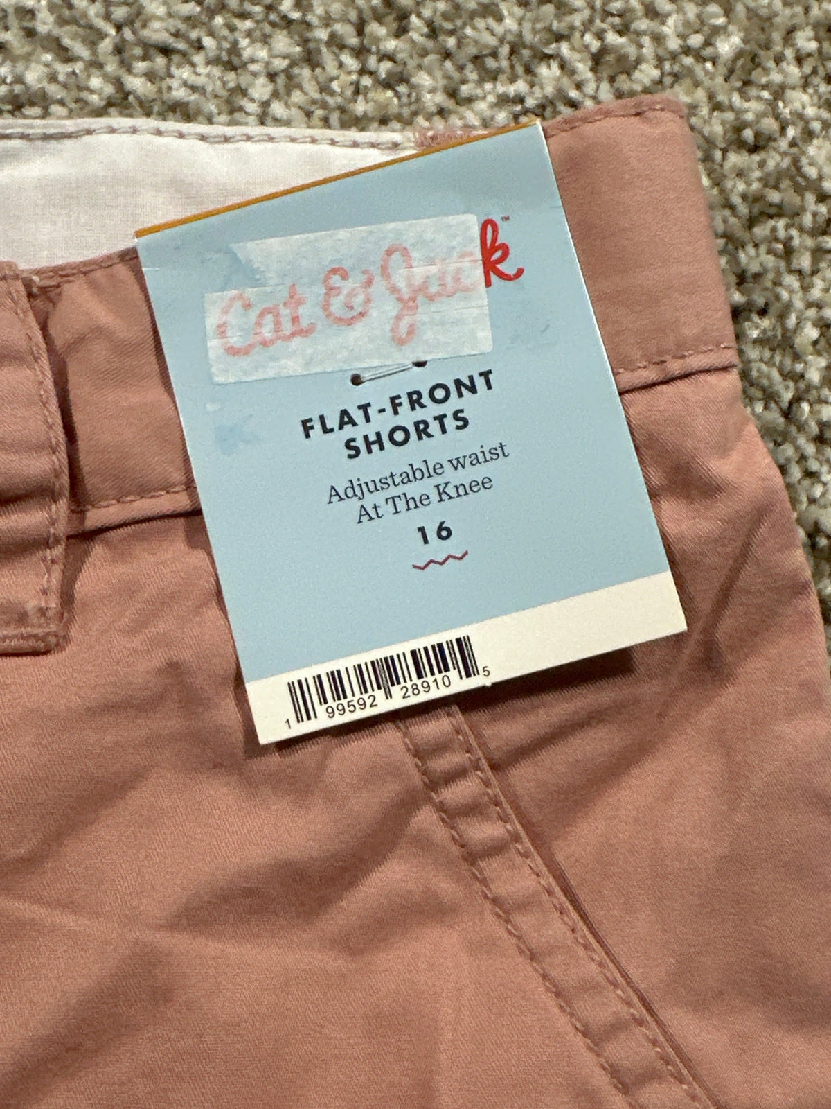 Cat & Jack girls dusty rose flat-front at-the-knee shorts, size 16