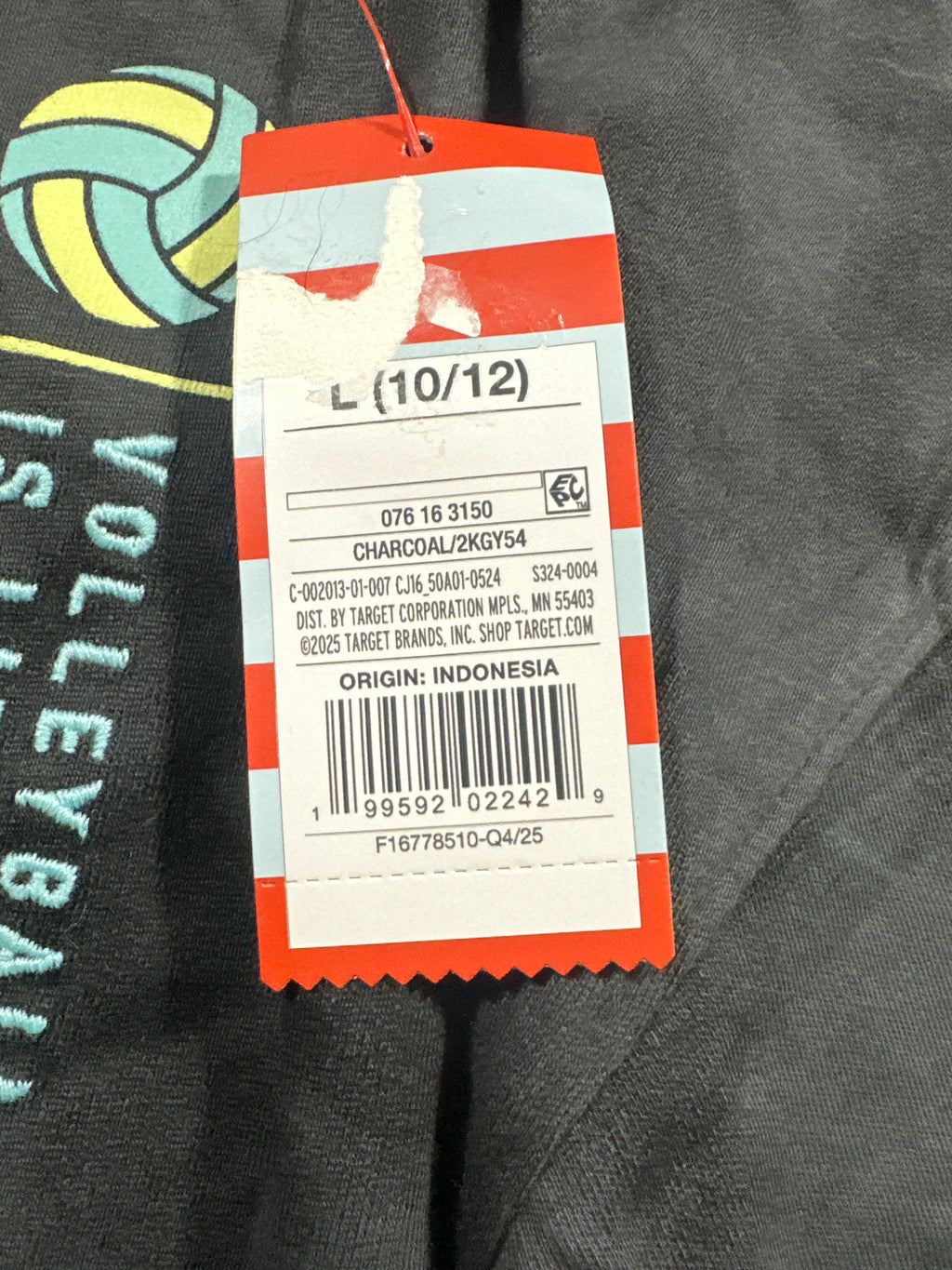 Cat & Jack Girls Charcoal Tie Dye Volleyball Graphic T Shirt Size L 10 12 — photo 5
