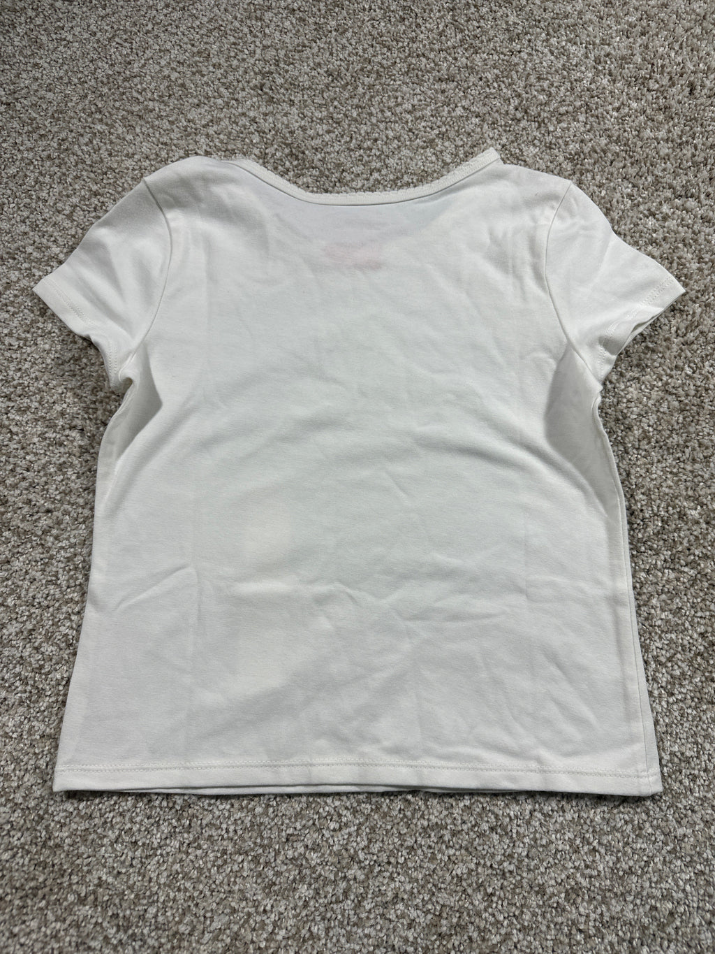 Cat & Jack girls cream fitted short sleeve T-shirt back