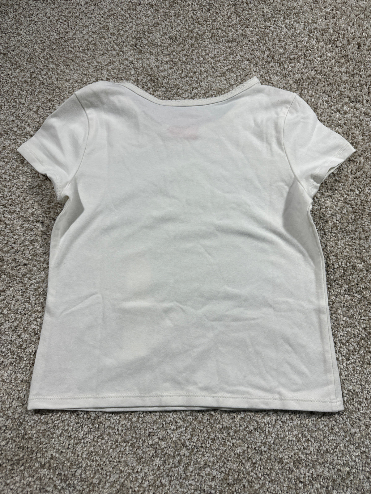 Cat & Jack girls cream fitted short sleeve T-shirt back