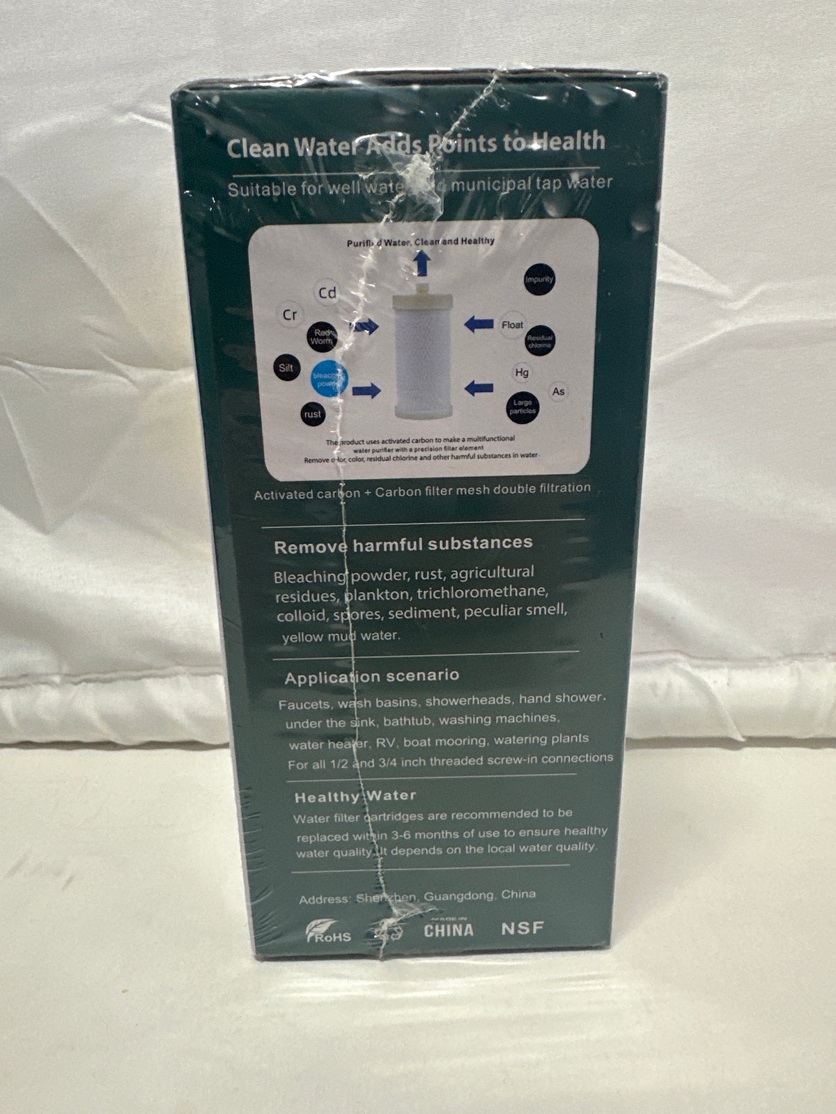 HLFNJMT 2 micron high flow carbon shower water filter in sealed box
