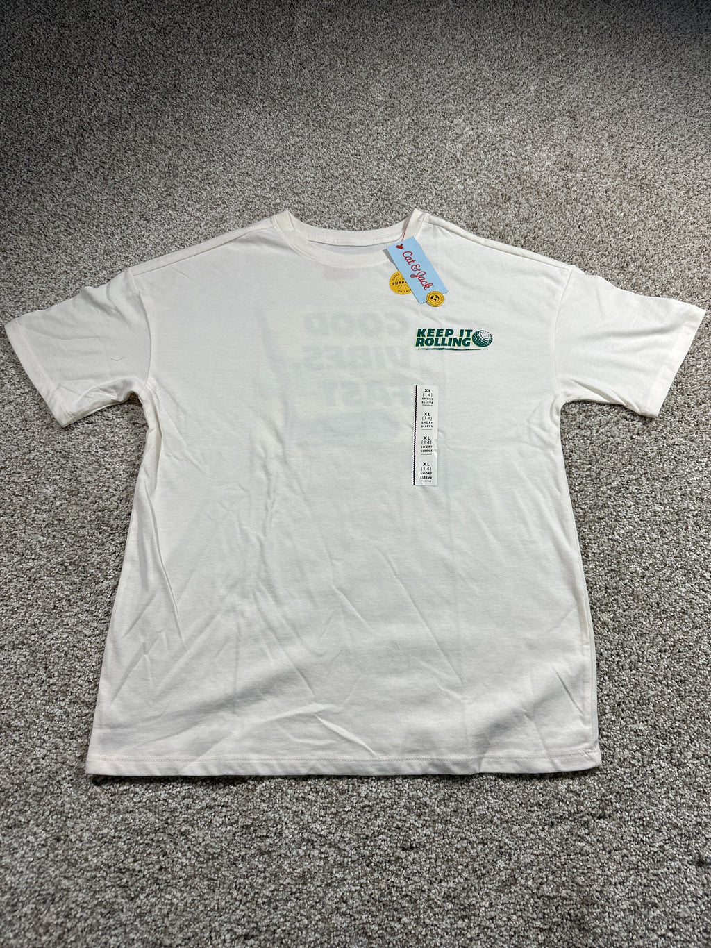 Cat & Jack Good Vibes Fast Greens oversized T shirt size XL 14