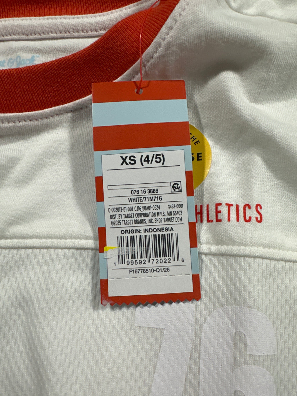Cat & Jack boys mesh jersey-inspired graphic T-shirt XS 4 5 white orange