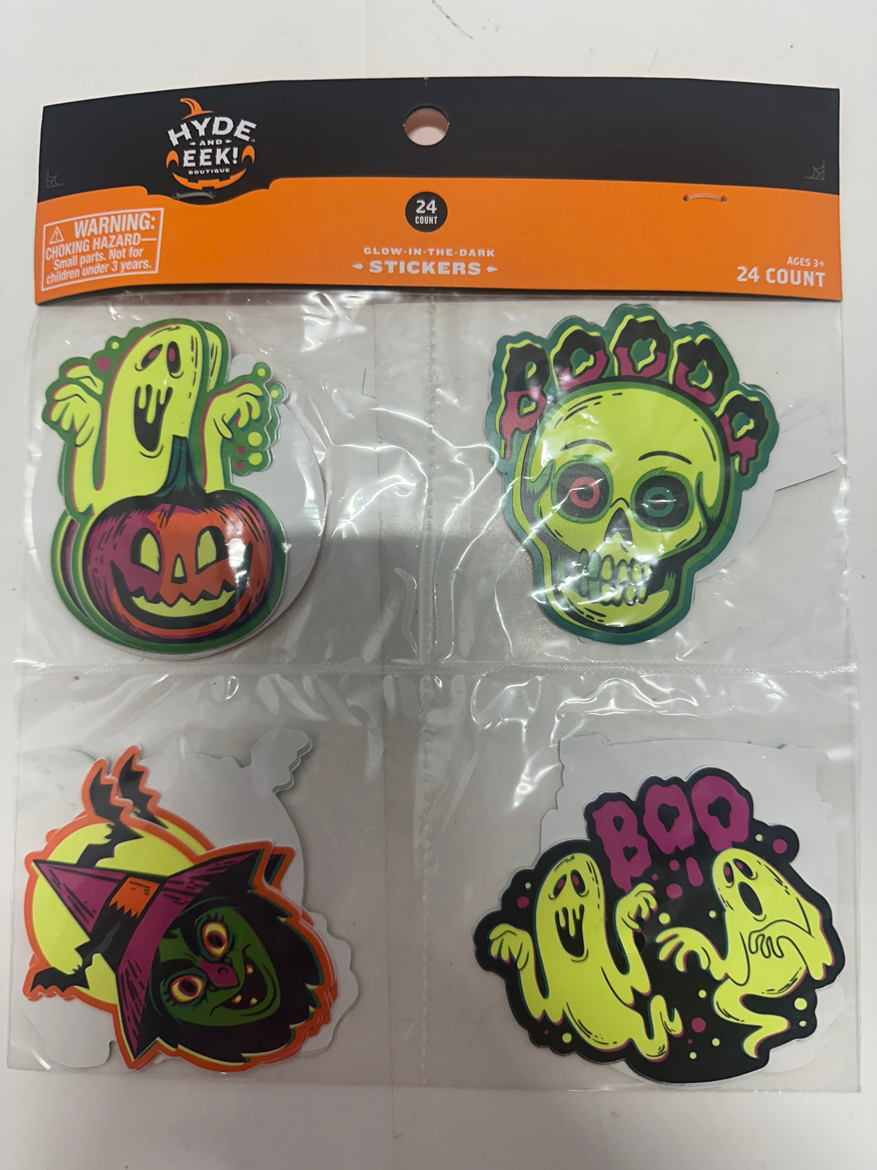 Hyde & EEK! Boutique Glow in the Dark Halloween Stickers 24 Count Party Decor