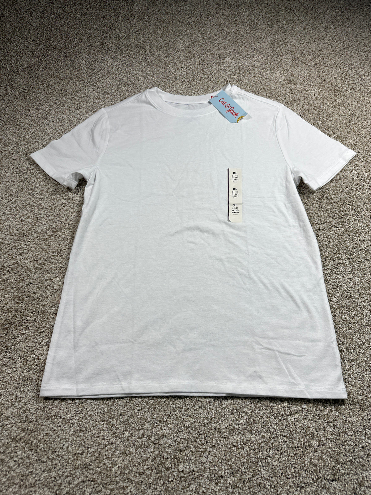 Cat & Jack girls white classic short sleeve T-shirt, size XL 14