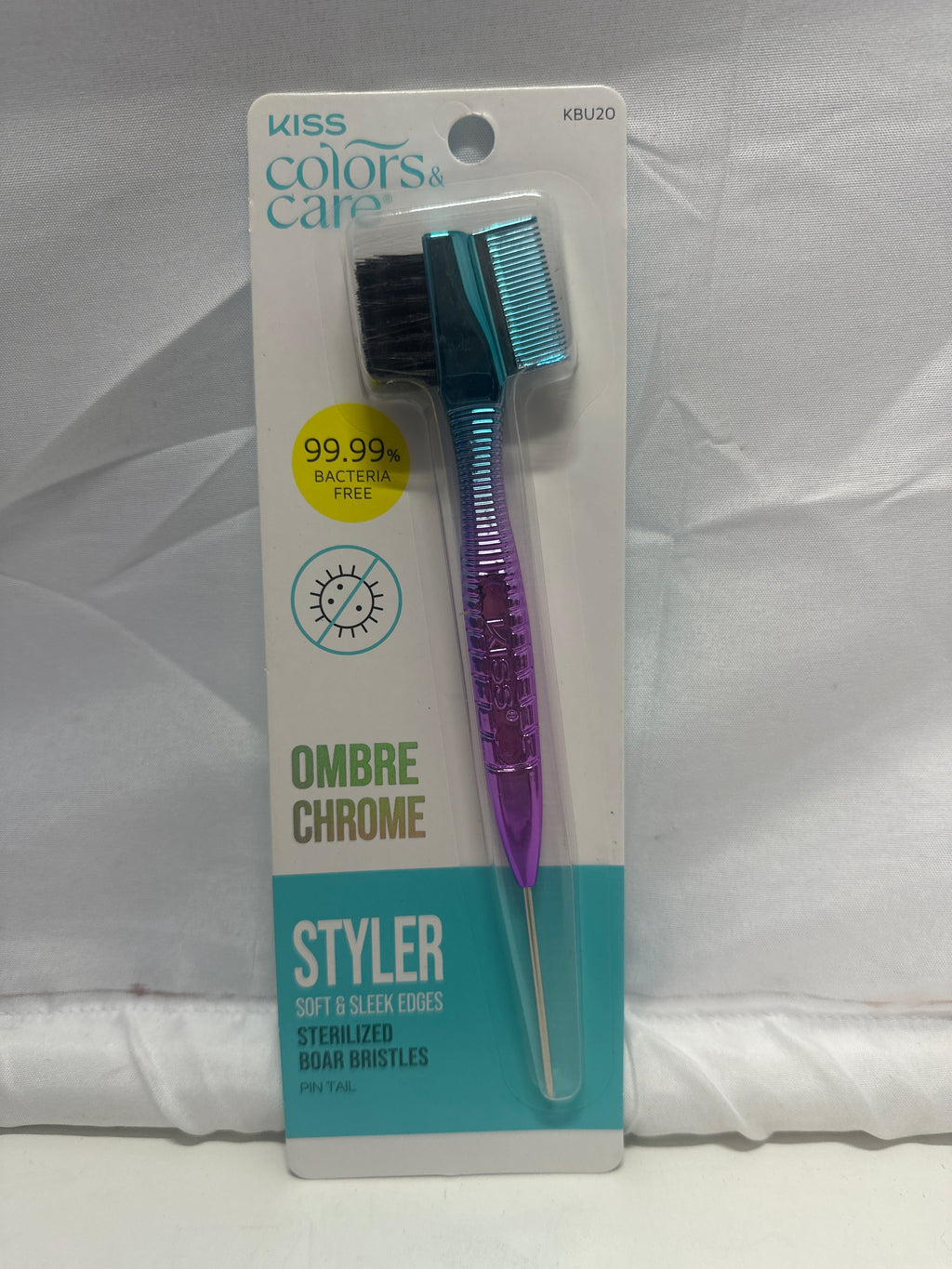 KISS Colors & Care Ombre Chrome Edge Styler Brush – Teal/Purple