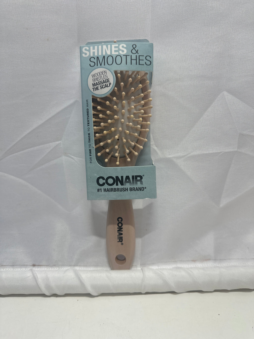 Conair Wooden Bristle Hairbrush – Shine & Smooth Scalp Massaging Brush