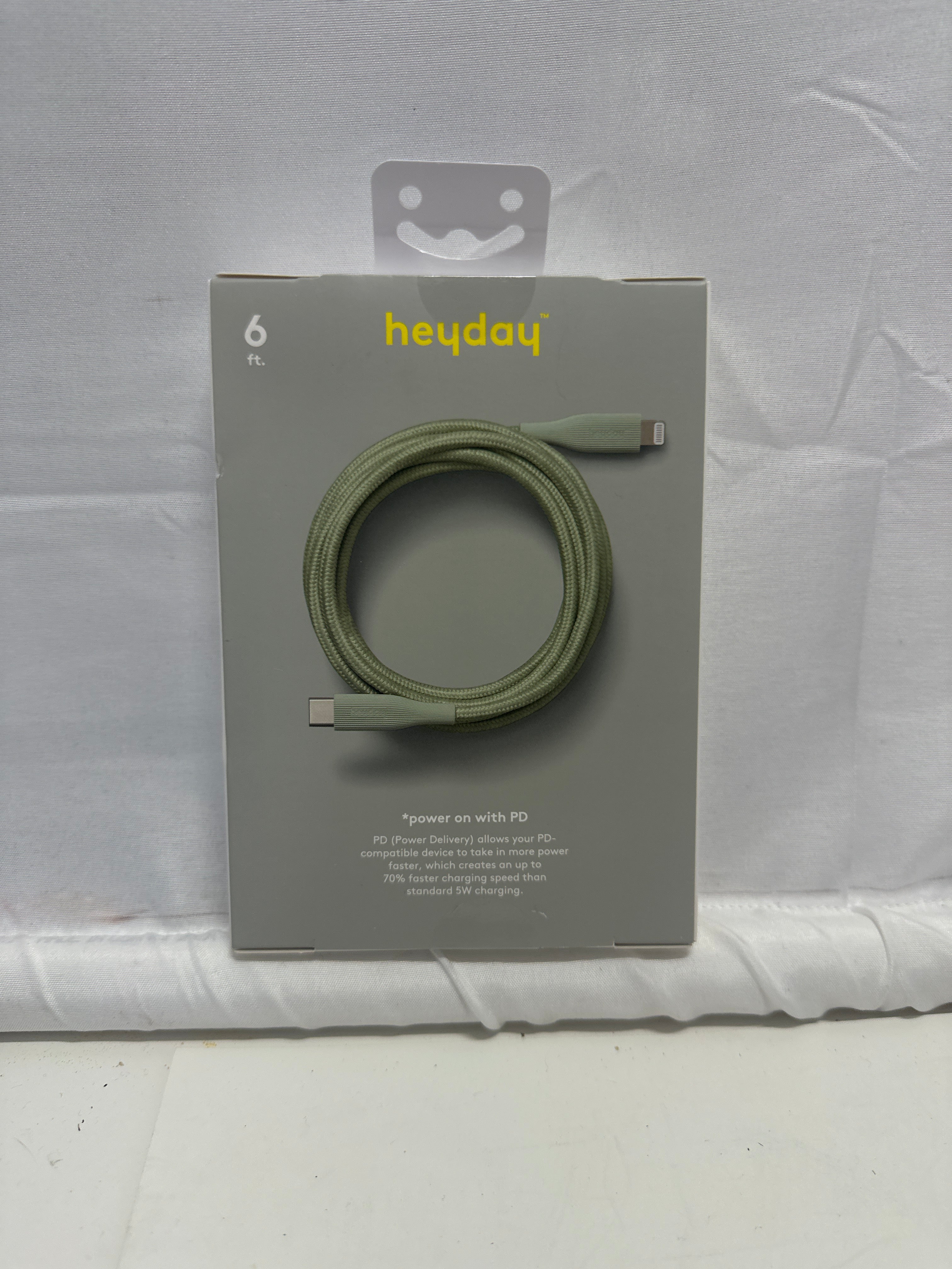 heyday Lightning to USB-C Fast Charging Cable 6ft Green
