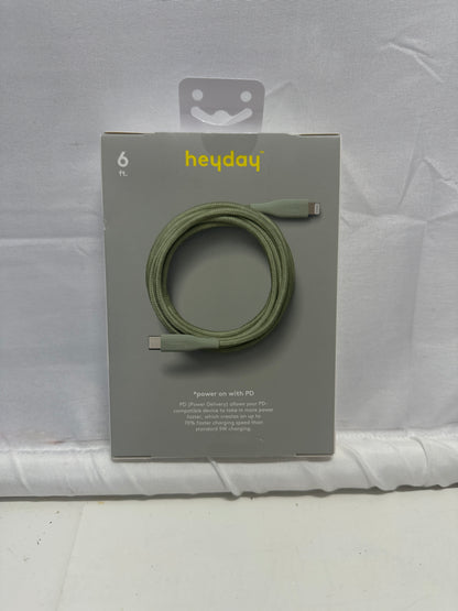heyday Lightning to USB-C Fast Charging Cable 6ft Green