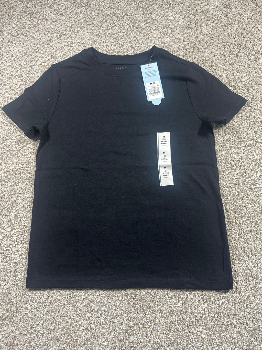 Cat & Jack girls black classic short sleeve T-shirt, size M 8