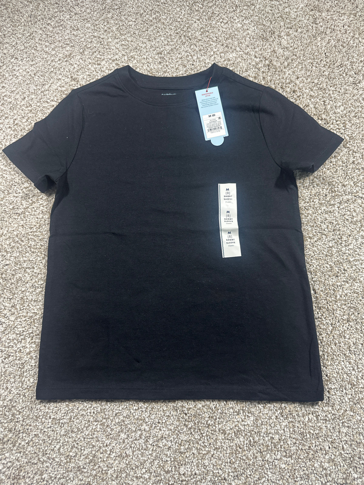 Cat & Jack girls black classic short sleeve T-shirt, size M 8