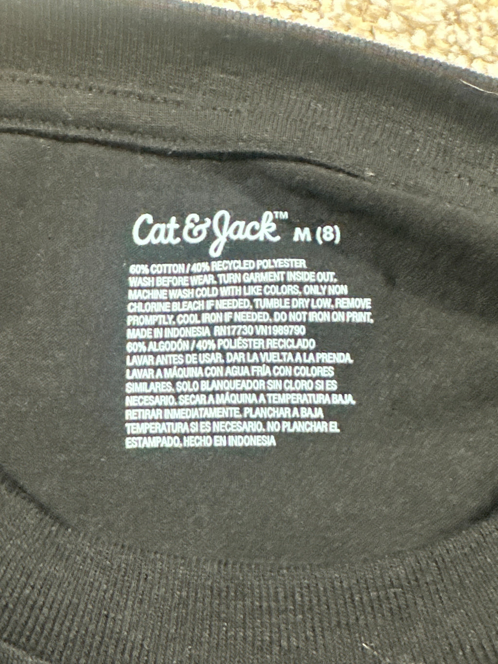 Cat & Jack girls black classic short sleeve T-shirt detail