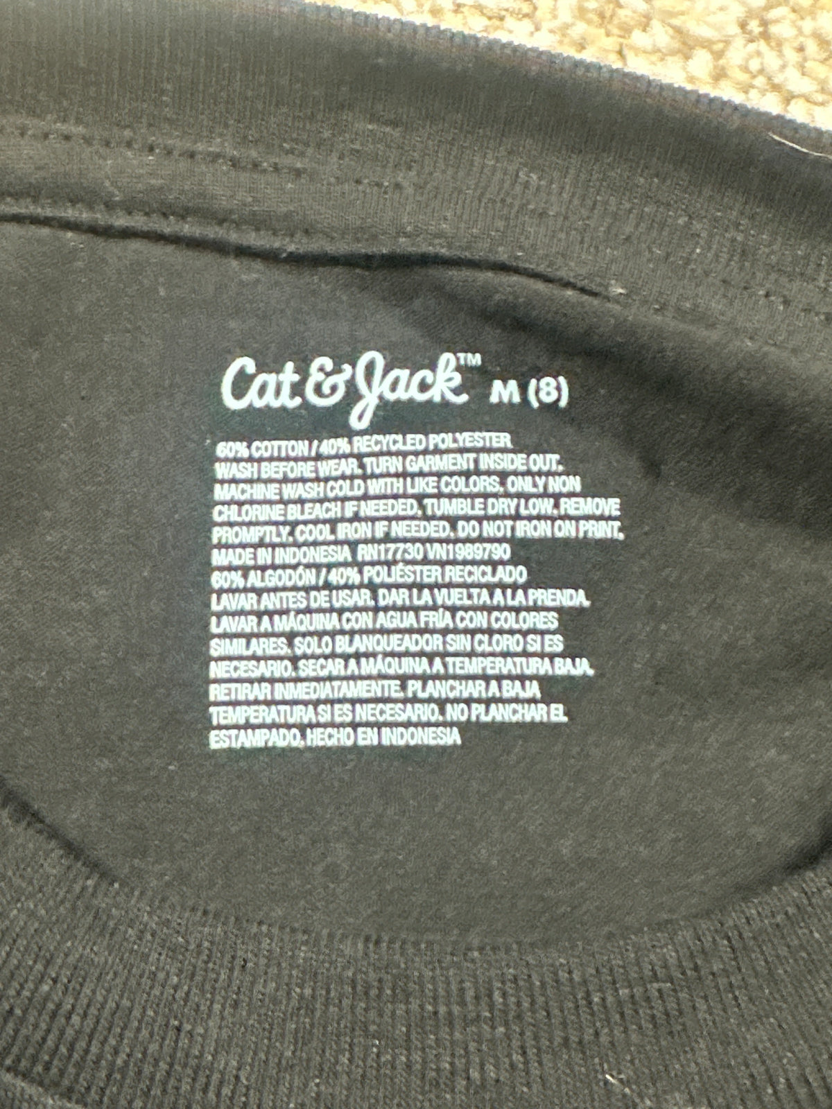 Cat & Jack girls black classic short sleeve T-shirt detail