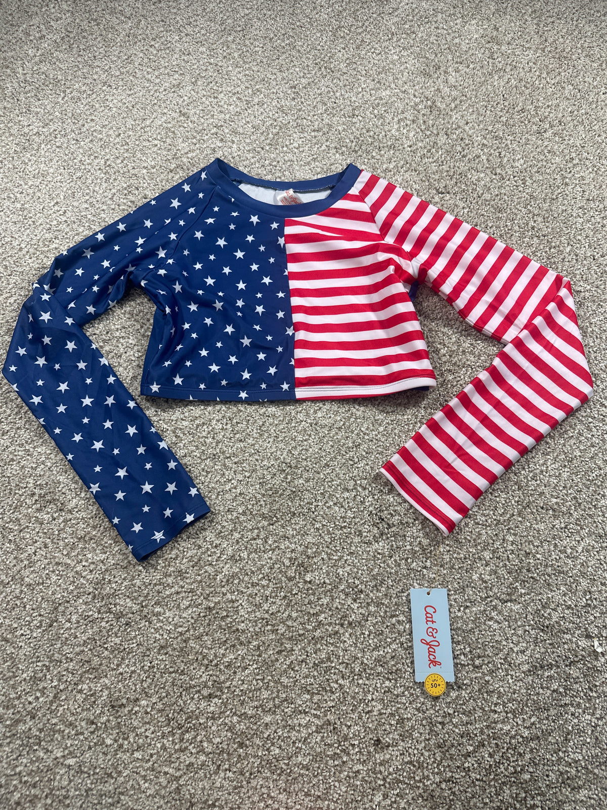 Cat & Jack stars and stripes long sleeve rash guard size XXL (16/18)