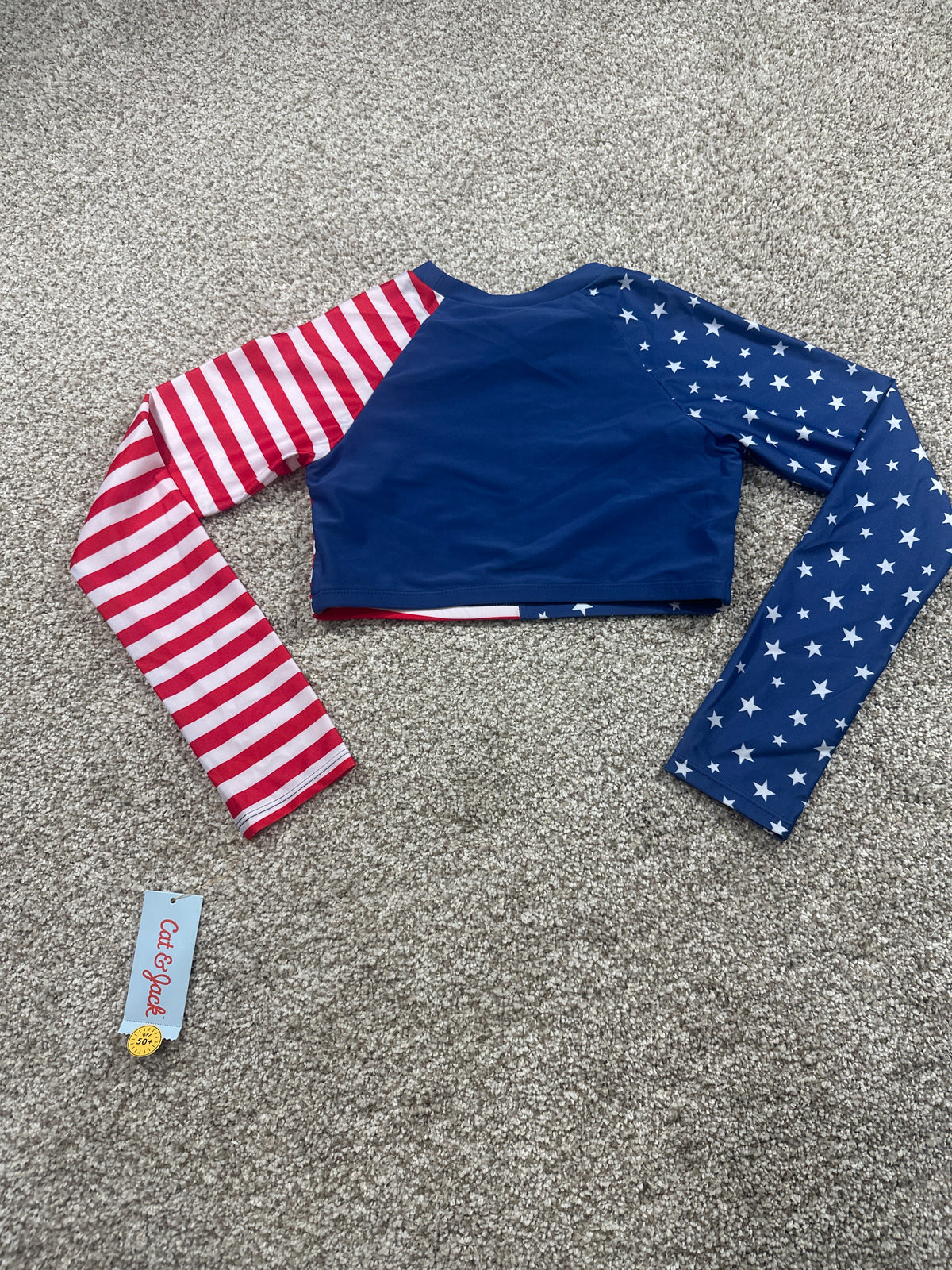 Cat & Jack stars and stripes long sleeve rash guard size L (10/12)