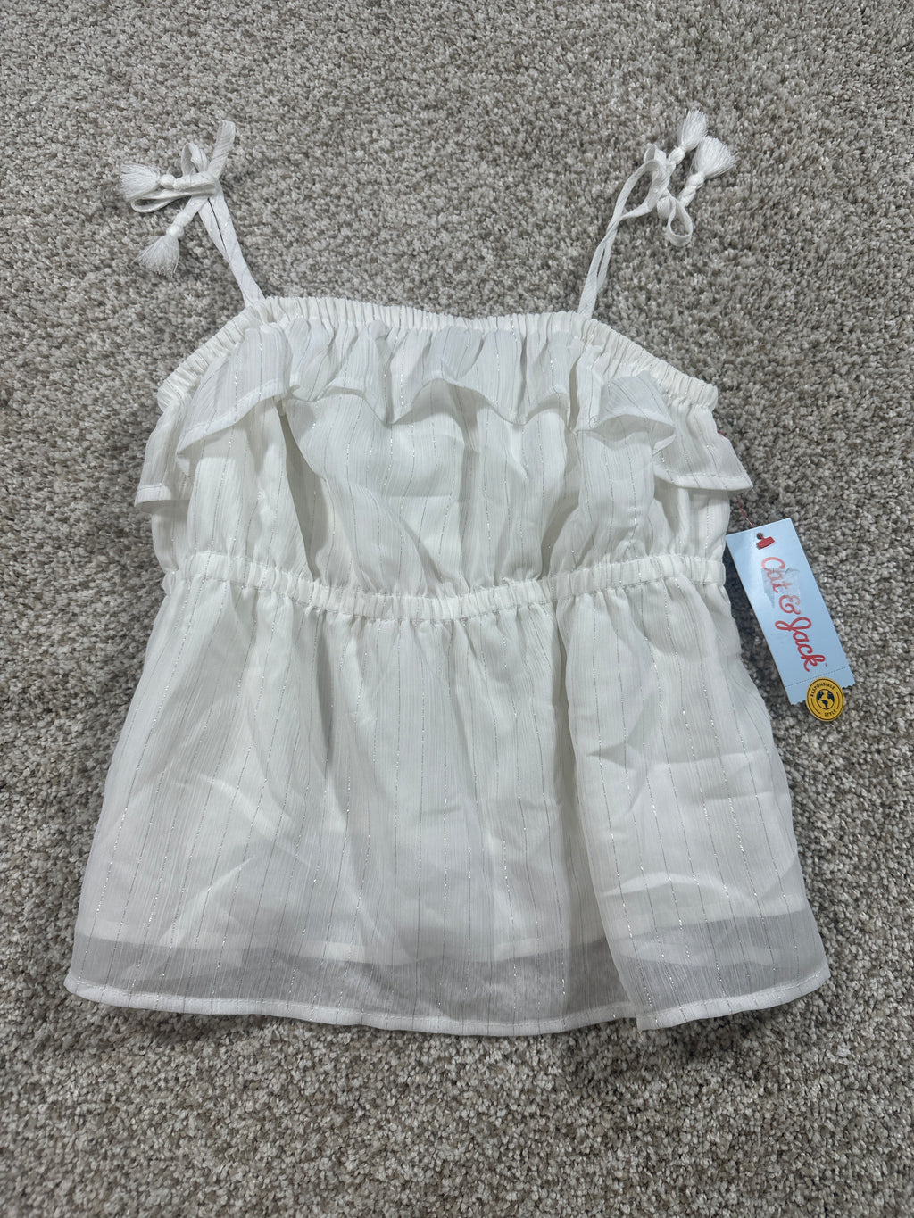 Cat & Jack Almond Cream Ruffle Camisole Top Size L (10-12) - photo 1
