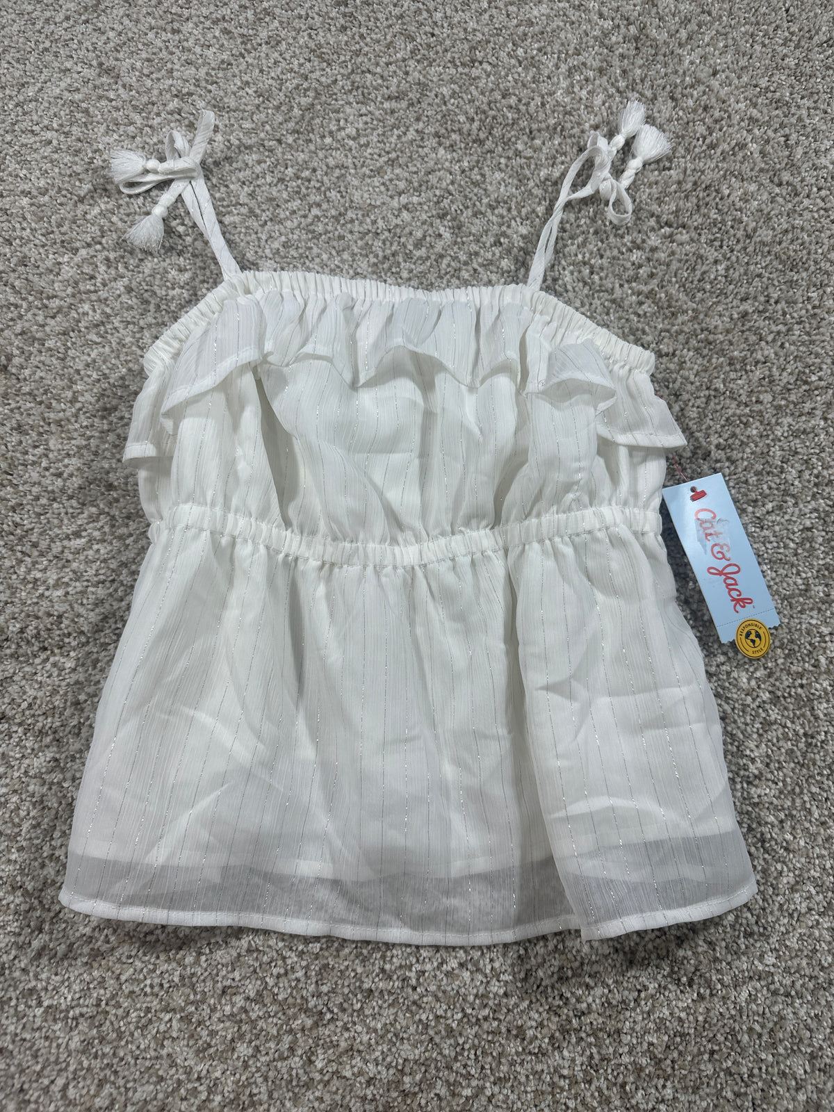 Cat & Jack Almond Cream Ruffle Camisole Top Size L (10-12) - photo 1