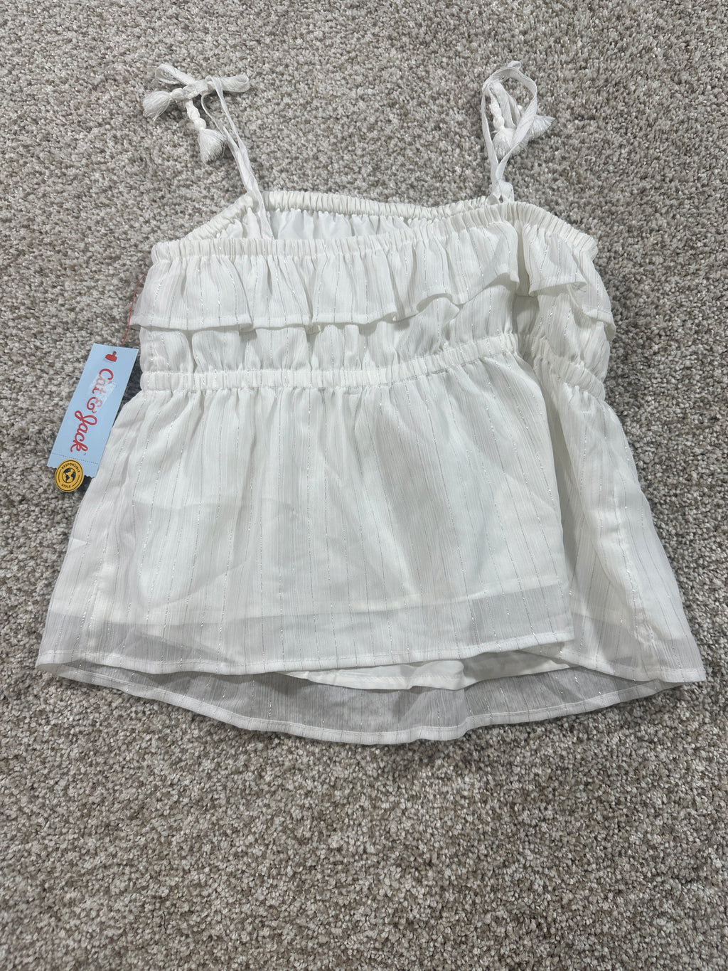 Cat & Jack Almond Cream Ruffle Camisole Top Size L (10-12) - photo 3
