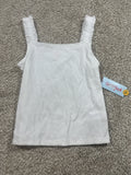 Cat & Jack girls white ribbed ruffle strap tank top, L 10/12